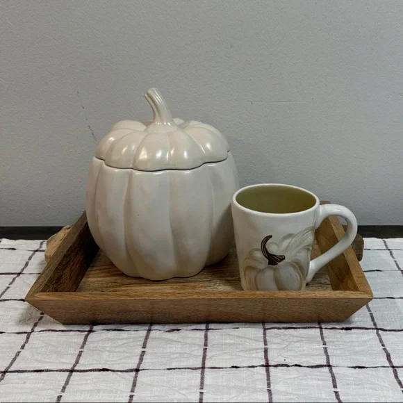 Hearth & Hand with Magnolia Wooden Tray with Beaded Garland - Picture 2 of 8